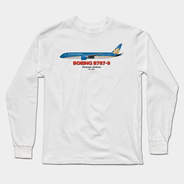 Boeing B787-9 - Vietnam Airlines Long Sleeve T-Shirt by TheArtofFlying